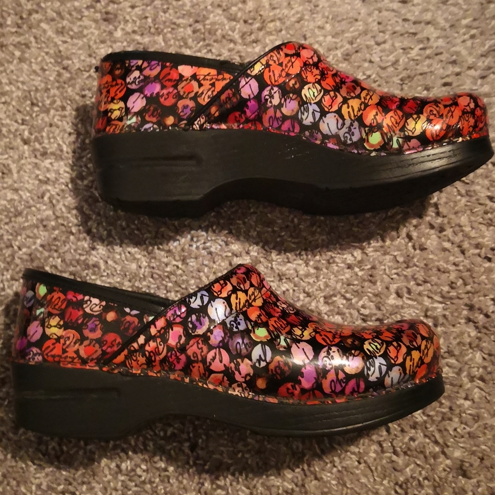 Rainbow Polka Dot Dansko Clogs